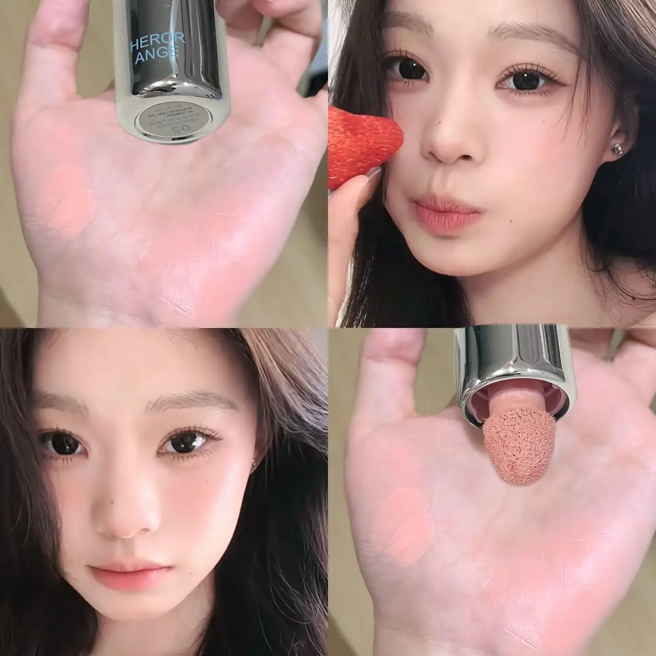 Matte Liquid Blush Cream - Low Saturation Water Light Cheek Makeup with Large Sponge Brush for Natural Rouge Look