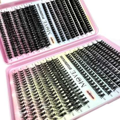 640-Piece 5D Cluster Lashes Kit – Fluffy Thick Volume Eyelash Extension Set, Mixed Tray Faux Mink Lashes for DIY & Salon Makeup