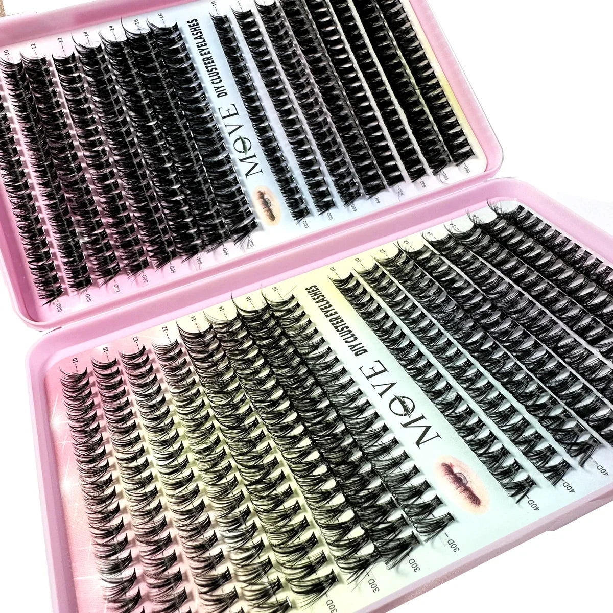 640 Cluster Lashes Kit 5D Fluffy Volume Eyelash Extension Set – Faux Mink Mixed Tray Thick Lash Makeup Kit for Salon & DIY Use