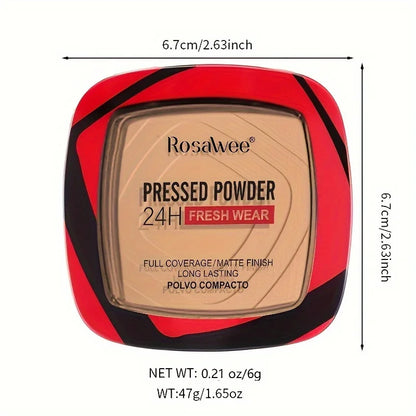 Full Coverage Pressed Powder Foundation – Matte, Oil-Control, Long-Lasting 24H Face Makeup with Puff Applicator