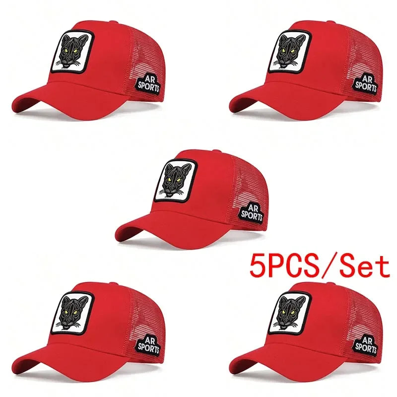 Panther Embroidery Baseball Cap - Unisex Adjustable Mesh Sun Protection Hat for Spring & Summer Outdoor Wear