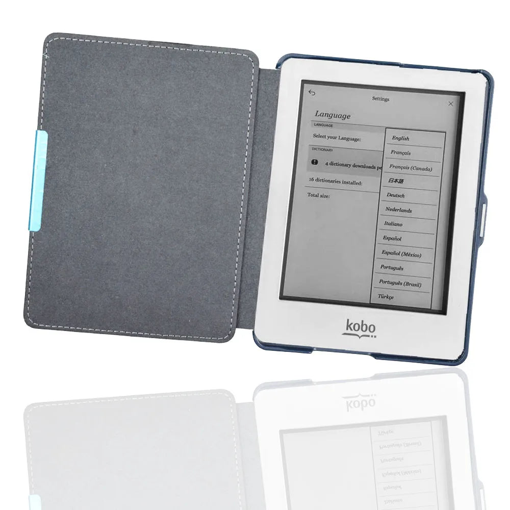 Kobo Glo 6 Inch E-Reader Cover - PU Leather Flip Case with Magnetic Adsorption Closure & Sleep Mode Support