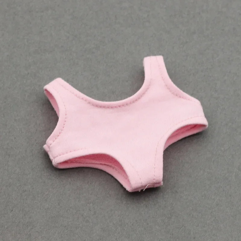 Mini Doll Swimsuit Outfit - Solid Color Clothing Accessories for 15-17cm Labubu and 10cm Cotton Dolls