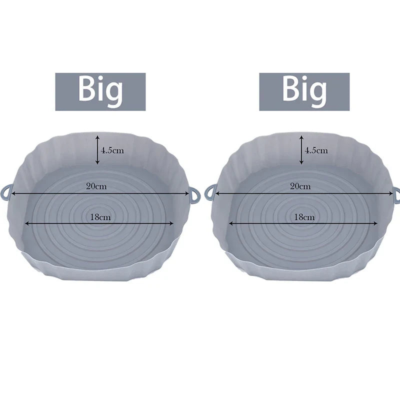 Reusable Air Fryer Silicone Pot & Baking Tray Set – 1/2/3PCS Silicone Basket for Pizza, Fried Chicken & Grill