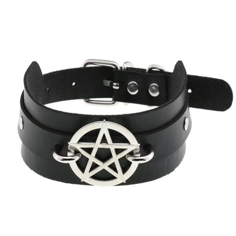 Harajuku Cosplay Rivet Star Punk Rock Gothic Collar — Sexy PU Leather Heart Cross Spike Choker Jewelry for Women