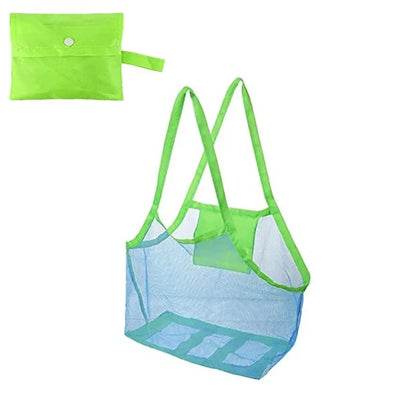 Multicolor Mesh Beach Bag - Large Sand-Resistant Foldable Tote with Hanging Hole for Toys & Storage