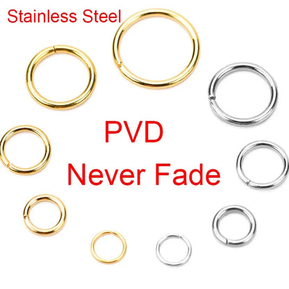 100pcs PVD Stainless Steel Jump Rings - Open Split Ring Connectors for DIY Jewelry Making