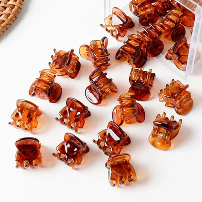Mini Hair Claw Clips Set - 10-60PCS Plastic Hair Clips for Women & Girls in Black, Brown and Transparent Styles