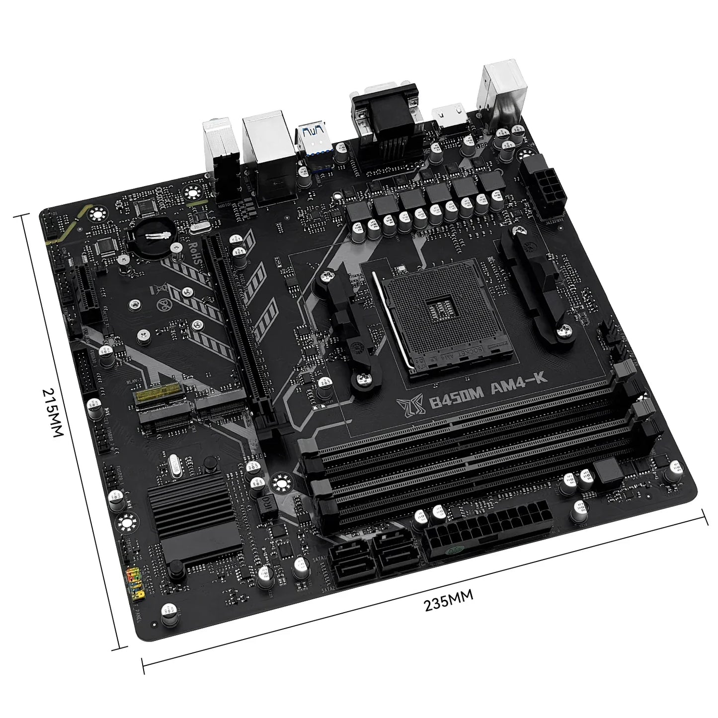 MACHINIST B450M-AM4-K Motherboard – AM4 Ryzen Support, DDR4 RAM, Dual NVMe M.2, HDMI/VGA/DP Interface Gaming PC Board