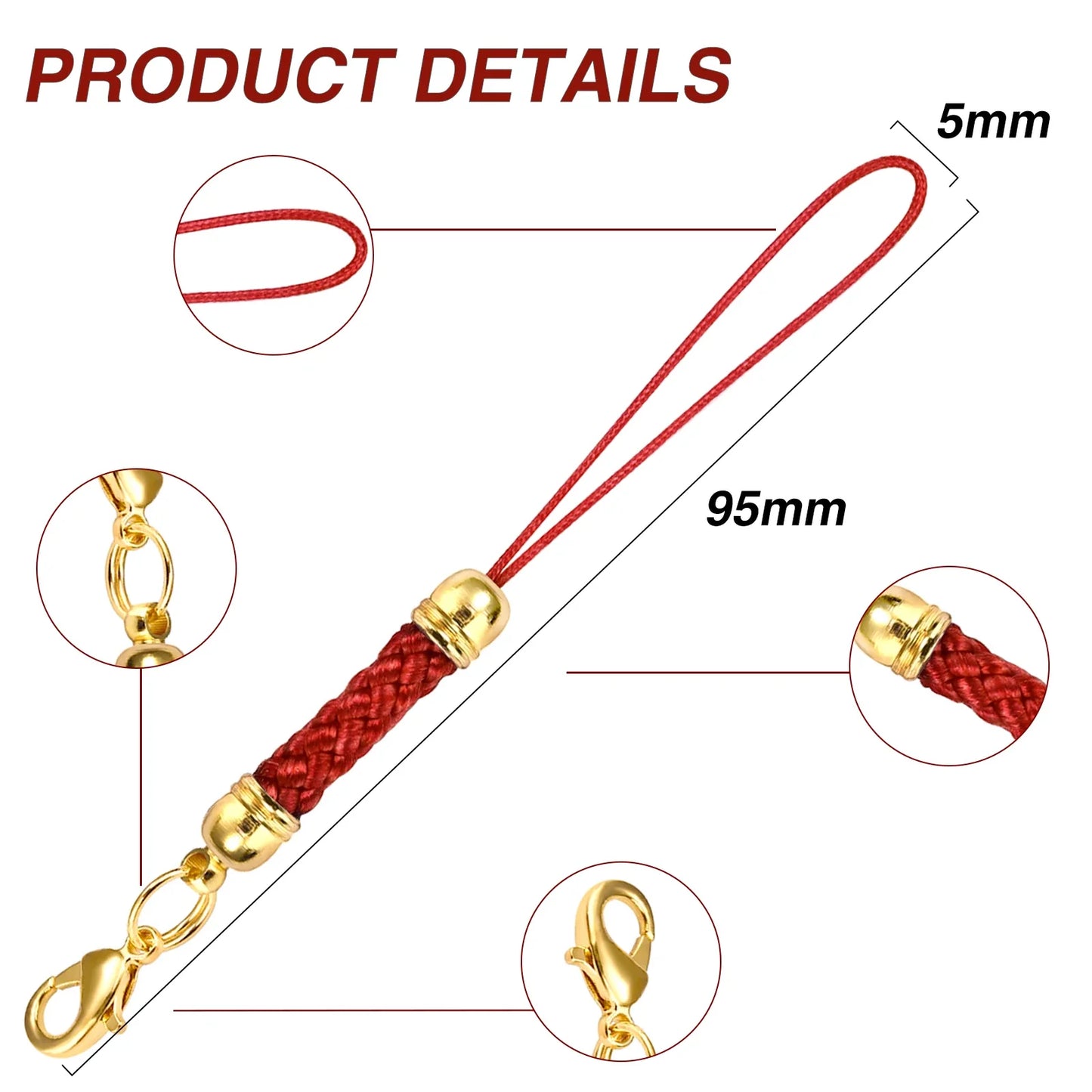 10Pcs Lanyard Strap Set - Lobster Clasp Rope Keychain Hooks Mobile Charms & Key Ring Accessories