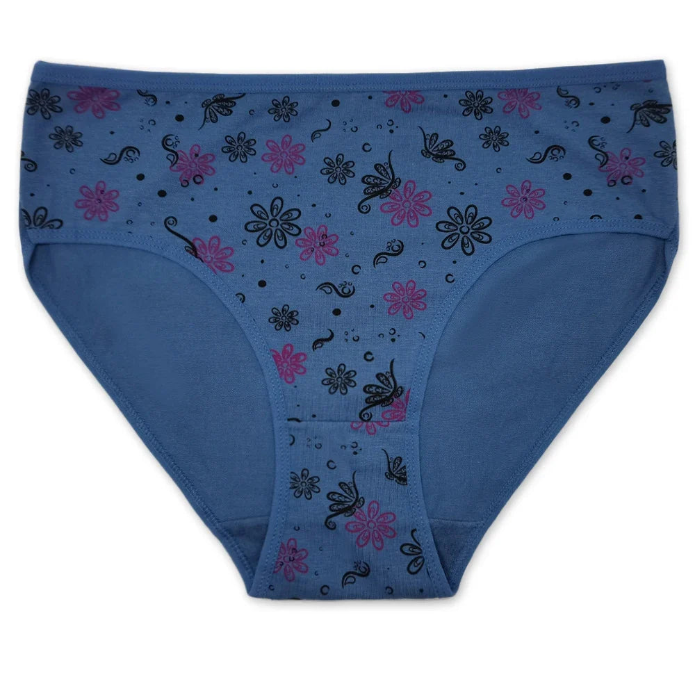 Women’s Cotton Briefs Set - Sexy Print Mid-Rise Plus Size Panties 2XL-4XL Soft Breathable Underwear 6Pcs