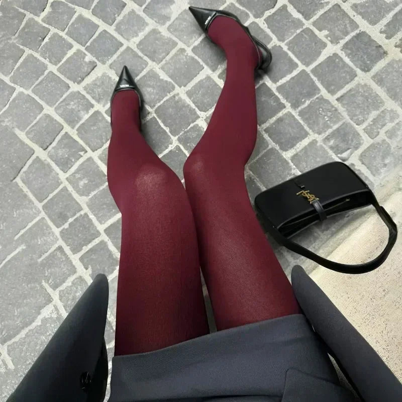 Red Women’s Tights - Super Elastic Plus Size Pantyhose Stockings for Y2K & Everyday Wear