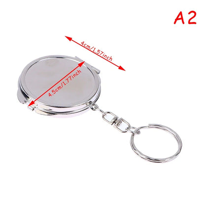 Double-Sided Folding Makeup Mirror - Round, Heart, Oval & Square Metal Keychain Cosmetic Mirror