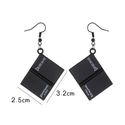 Death Note Anime Book Drop Earrings - Black L Cosplay Jewelry Birthday Gift
