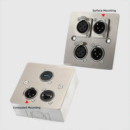 86 Panel Power Box Module - D Type 1/2/3/4 Hole Brushed Matte Blank Plate for XLR HDMI USB BNC VGA RJ45 Connections