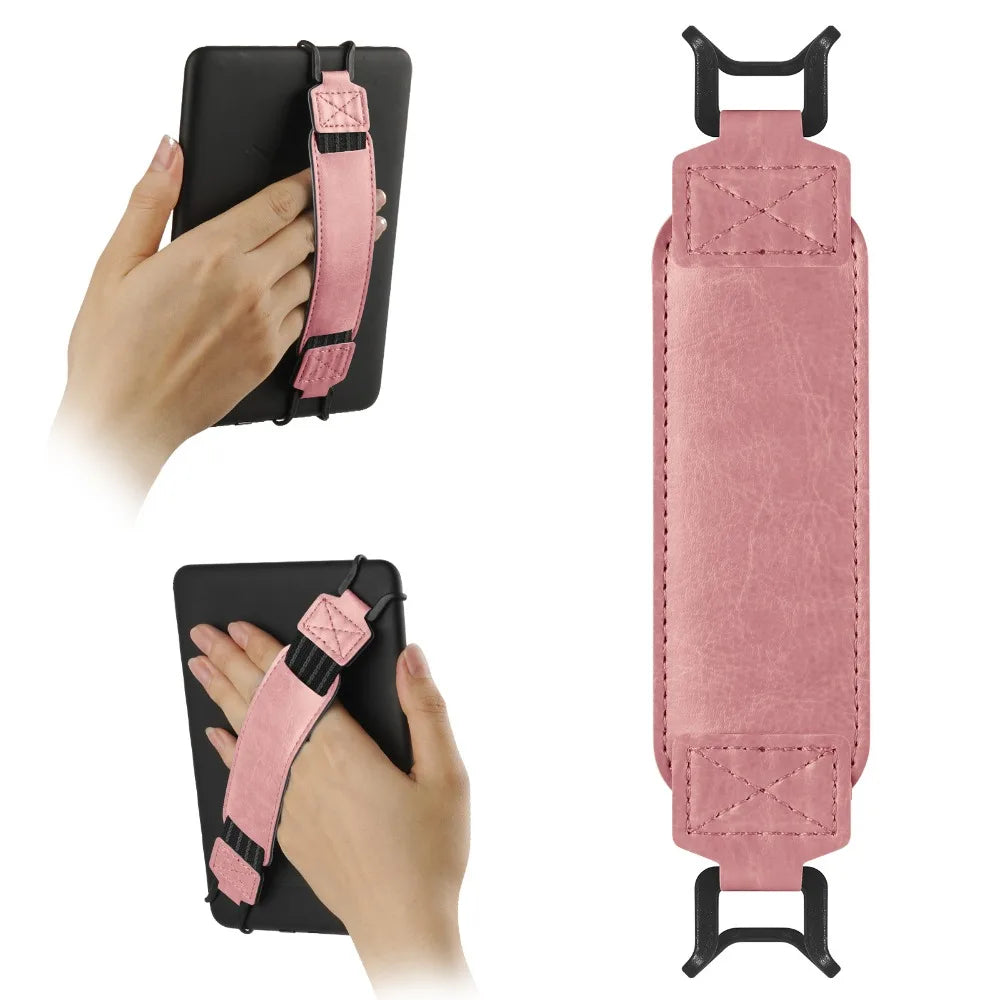 Leather Tablet Hand Strap - Universal Anti-Slip Anti-Drop EReader Holder for Kindle iPad Kobo Lenovo Sony & More