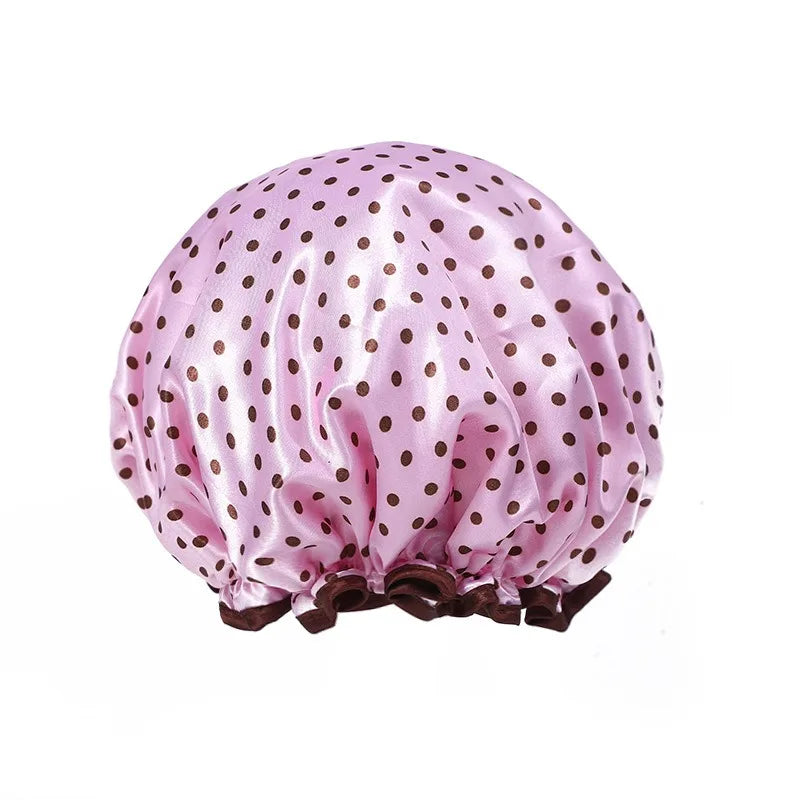 Waterproof Leopard Shower Cap - Double Layer Reusable Hair Cover with Elastic Fit