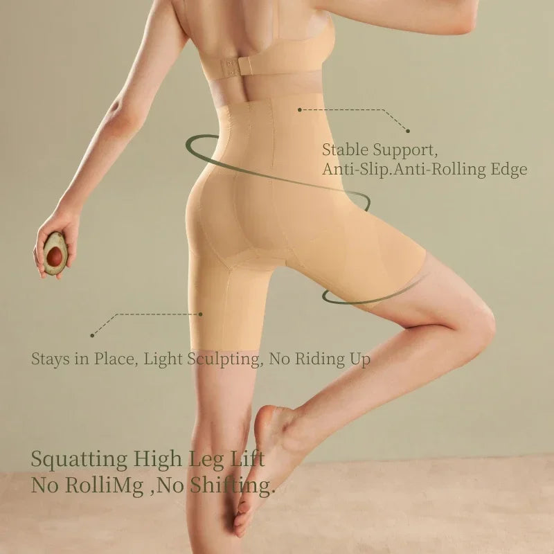SUJIIN Seamless High Waist Shapewear Shorts for Women - 3D Butt Lifting Tummy Control Body Shaper