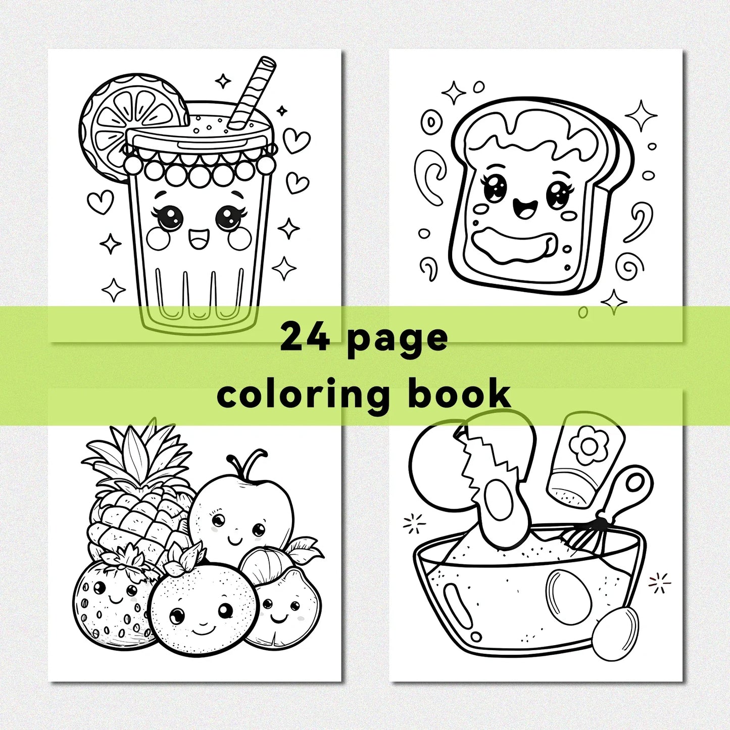 Food & Snack Coloring Book for Adults - Bold Easy Drinks & Desserts Drawing Book, Cute Birthday Gift