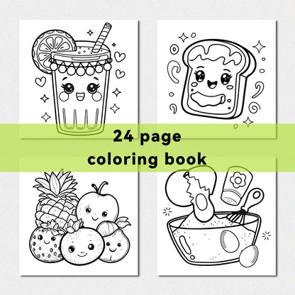 Food & Snack Coloring Book for Adults - Bold Easy Drinks & Desserts Drawing Book, Cute Birthday Gift