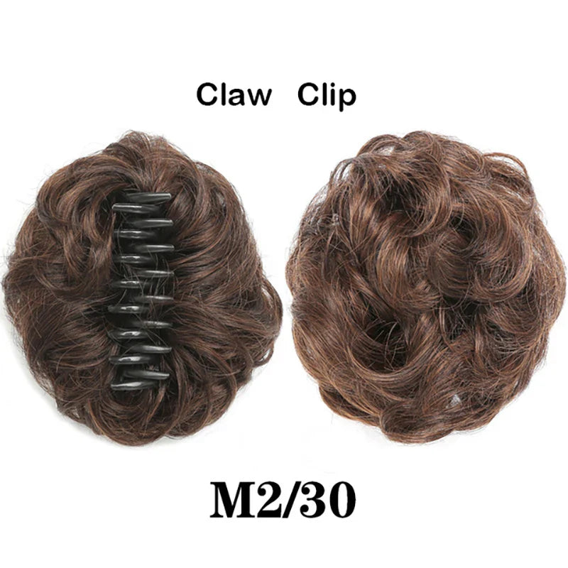 Sunslymei Synthetic Hair Bun Clip-in – Curly Messy Chignon Ponytail Hairpiece Scrunchie Extensions for Women