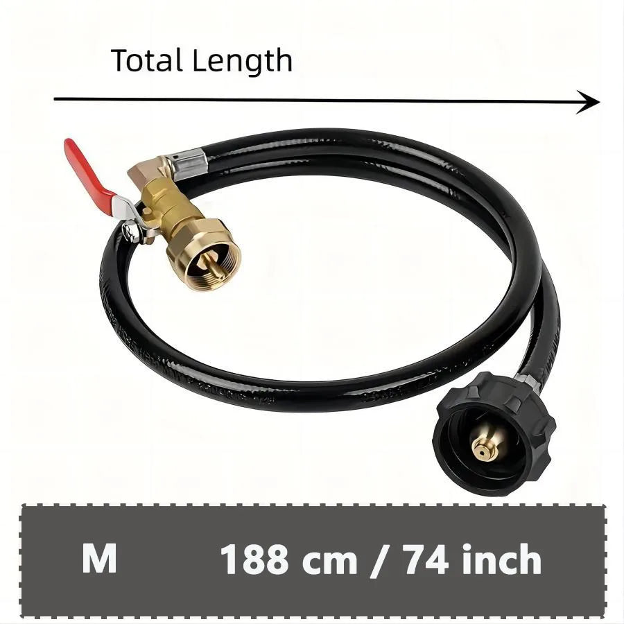Propane Tank Refill Adapter Kit - 3ft Hose with Safety Shutoff Valve for 1 lb Bottles