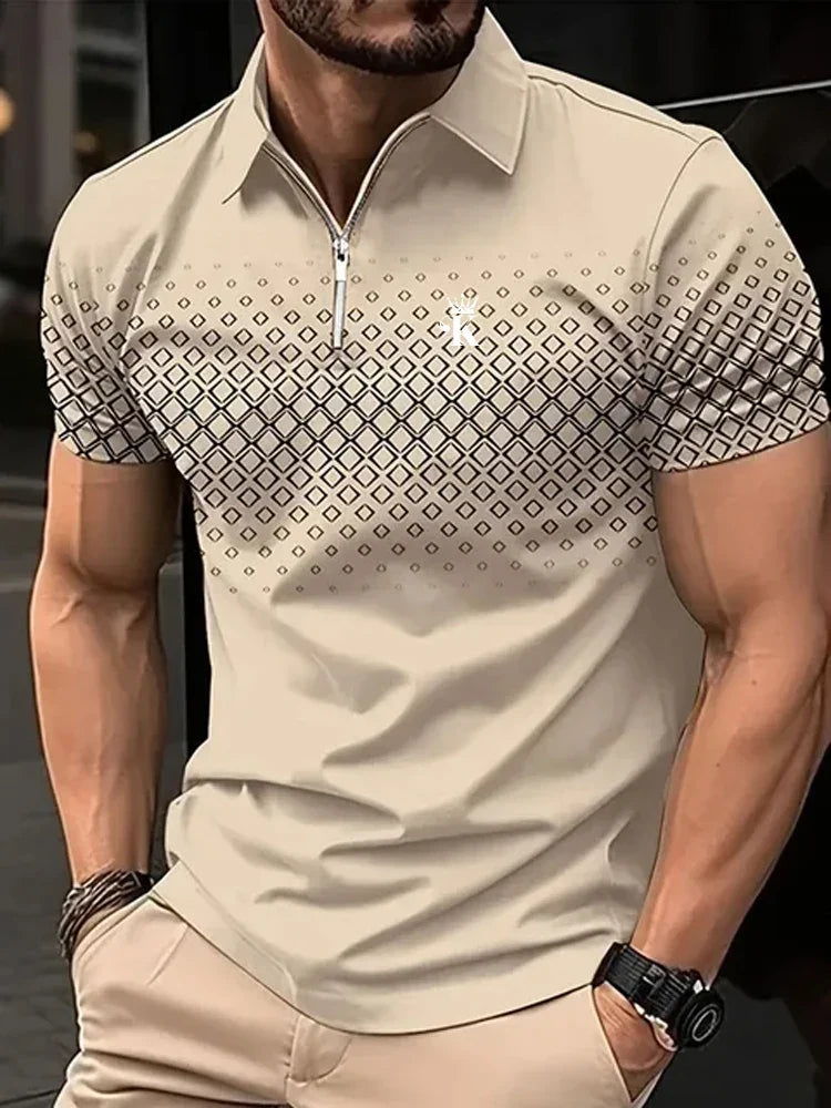 Men's Golf Polo Shirt - Business Casual Short Sleeve 3D Print Summer Polo