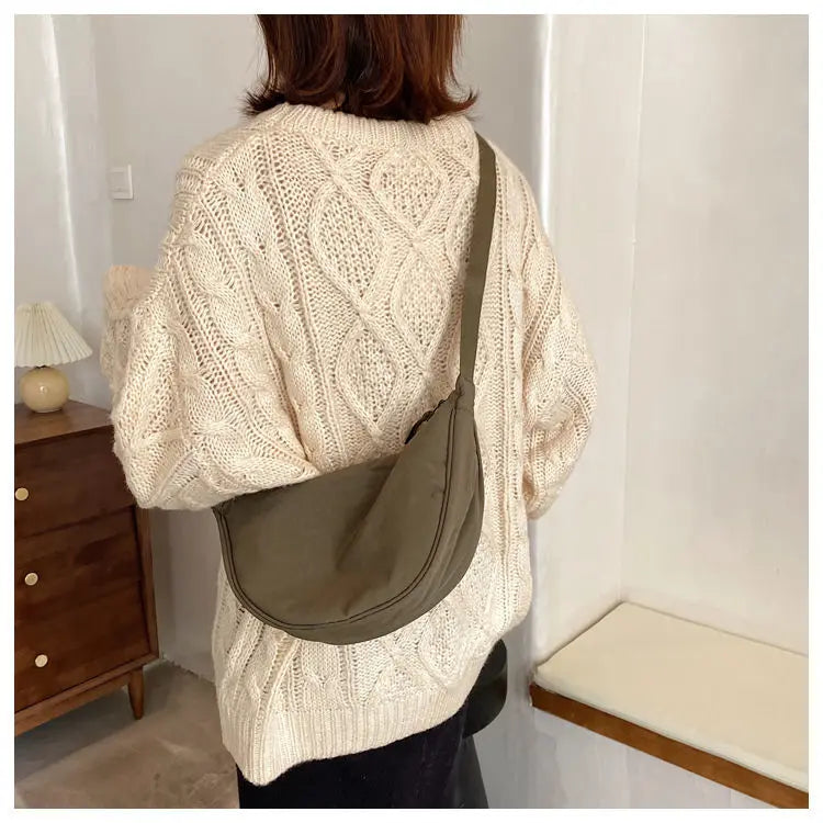 Upgraded Women's Messenger Bag – Simple Design Nylon Hobo, Small Vintage Shoulder Purse & Cloth Handbag