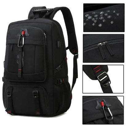 Men's 50L Waterproof Travel Backpack | Large Capacity Hiking and Camping Backpack | Carrying Bag with Shoe Compartment