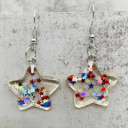 Patriotic Sunflower Acrylic Earrings - 4th of July American Flag Jewelry Gifts for Women Independence Day Parties