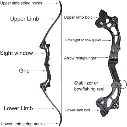 JUNXING F163 Recurve Bow - 64 Inch Takedown Archery Bow for Professional Training & Target Shooting