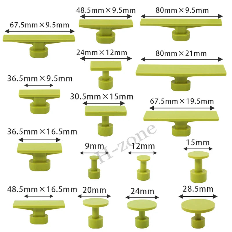 16Pcs Paintless Dent Removal Pulling Tabs Kit - Car Body Repair Tool Set for T Slide Hammer Auto Dent Repair