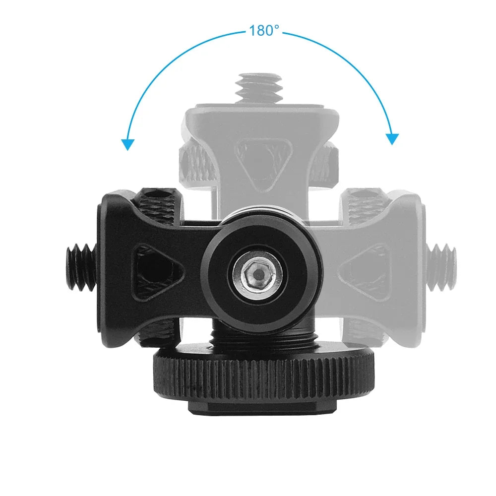 Minifocus Monitor Holder Cold Shoe Mount for Camera, 180° Tilt Adjustable Bracket for Field Monitors, Microphone, Hot Shoe