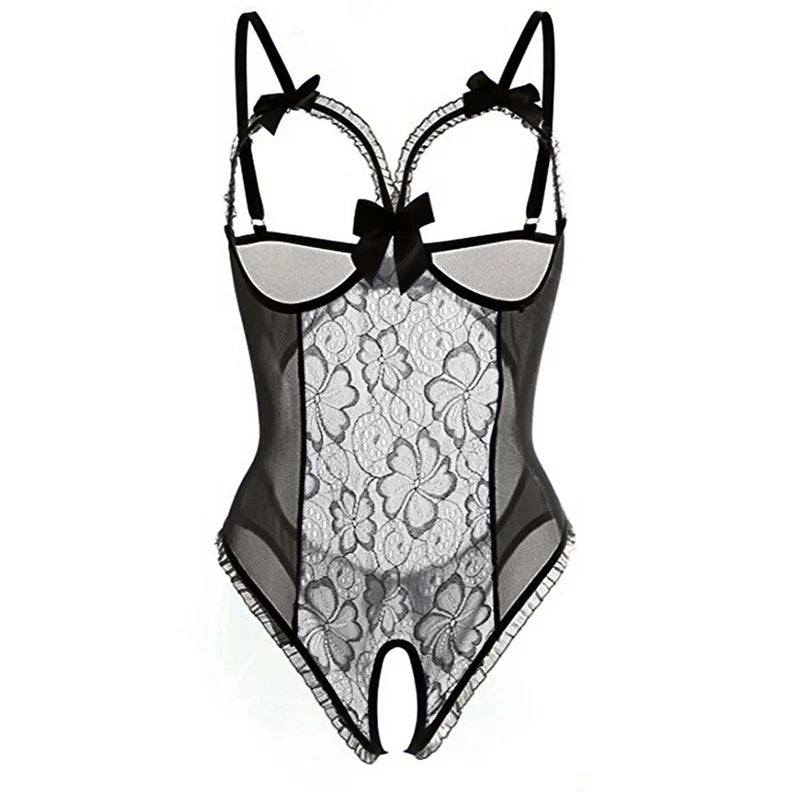Sexy Black Bodysuit Lingerie - Women's One Piece Nightwear Club Costume