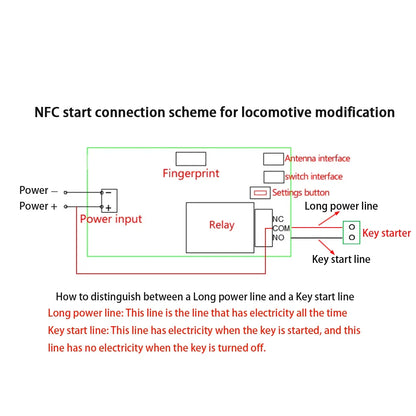 Mobile Phone NFC Fingerprint Relay Control Module – DC10V-120V IC Card Access Controller for Locomotive Car Unlock