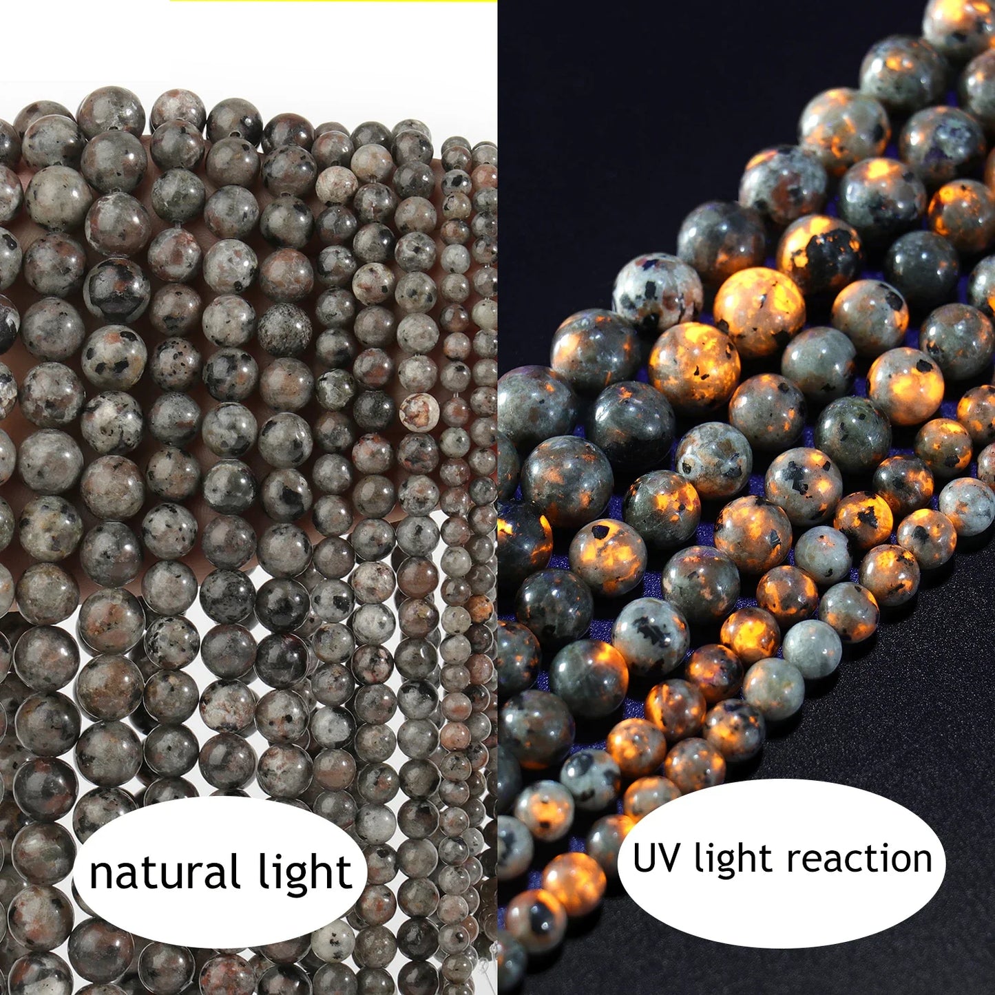 Natural Flame Stone Beads - Yooperlite & Fire Sodalite Loose Spacer Beads for DIY Bracelets and Necklaces