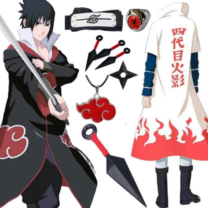 Ninja Hokage Cosplay Costume | Black & White with Itachi Akira & Fourth Generation Cape