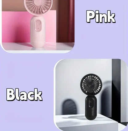 Mini Handheld USB Fan – 3-Speed Strong Wind Portable Desk Fan, Rechargeable for Students, Office, Outdoor, Travel, and Camping