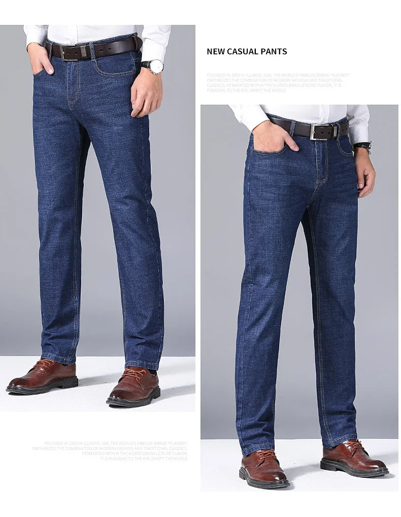 Men’s Classic Black Jeans — Soft Biker Denim Pants Jean Homme Pantalones Hombre Masculino Overalls, Sizes 32-38