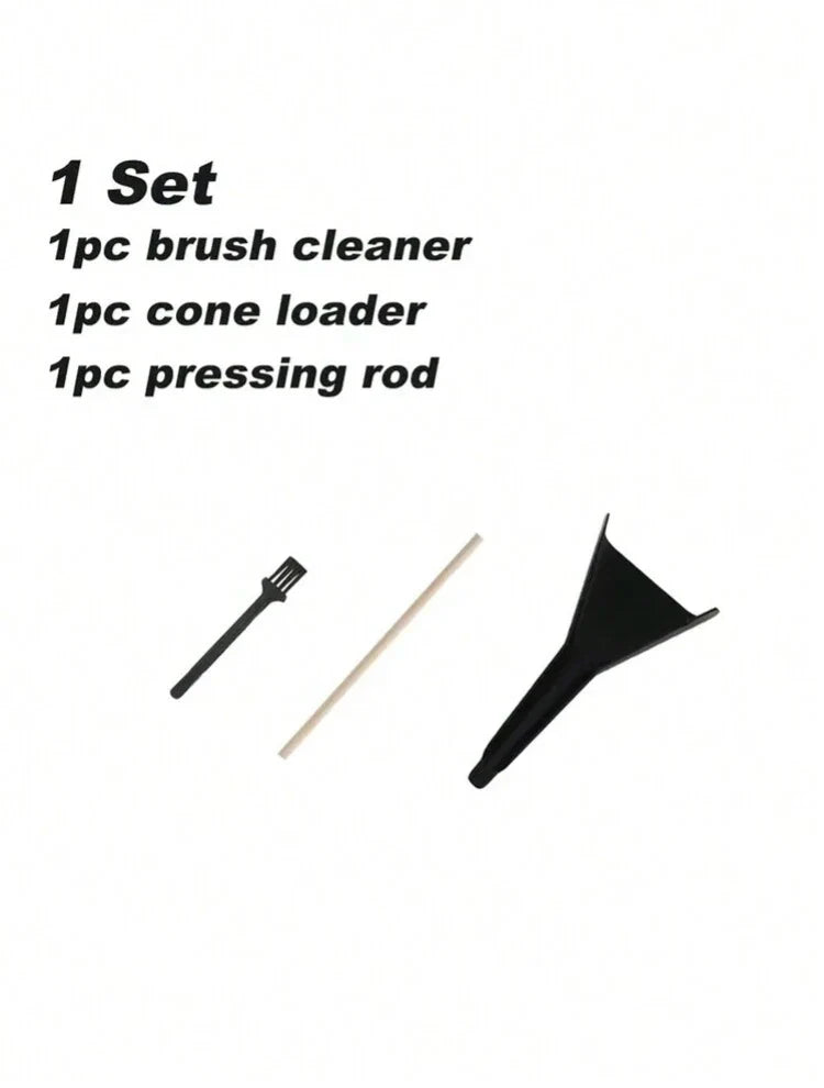 Pre-Rolled Cone Loader Set - Tobacco Filling Funnel Tool with Cleaning Brush & Press Rod