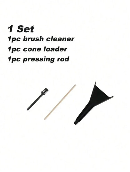 Pre-Rolled Cone Loader Set - Tobacco Filling Funnel Tool with Cleaning Brush & Press Rod