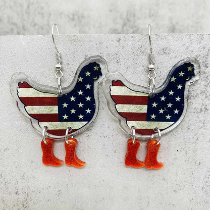 Patriotic Sunflower Acrylic Earrings - 4th of July American Flag Jewelry Gifts for Women Independence Day Parties