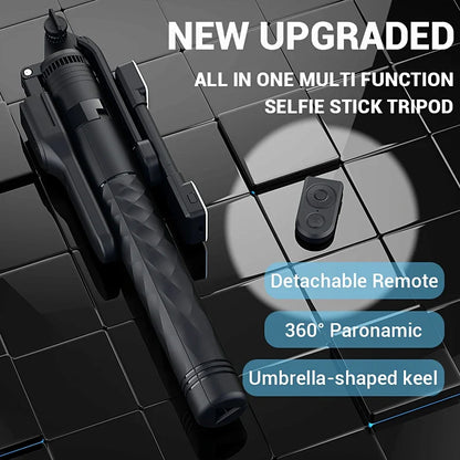 FANGTUOSI 1750mm Wireless Selfie Stick Tripod – Foldable Monopod with LED Light for Smartphones, Steady Live Shooting