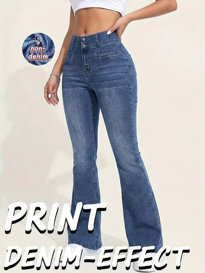 Women's Printed High Waist Leggings - Stretch Wide Leg Fitness & Casual Fashion Pants