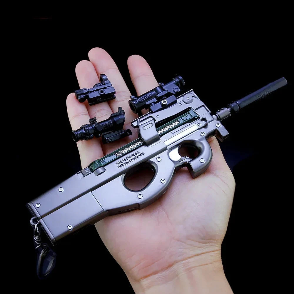 24cm P90 Submachine Gun Model - Metal Miniature Game Collectible & Display Accessory
