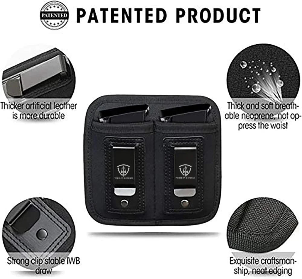 9mm .40 .45 Pistol Magazine Pouch – Single/Double Stack Holster, Concealed Carrier for Glock, S&W M&P, Sig Sauer, 1911, Beretta