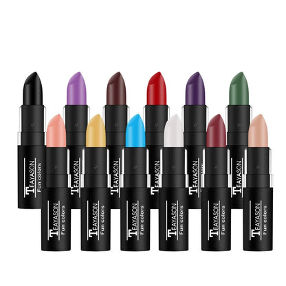 12 Color Matte Lipstick Set - Waterproof Long Lasting Lip Gloss Makeup in Black Blue Purple & Red Shades