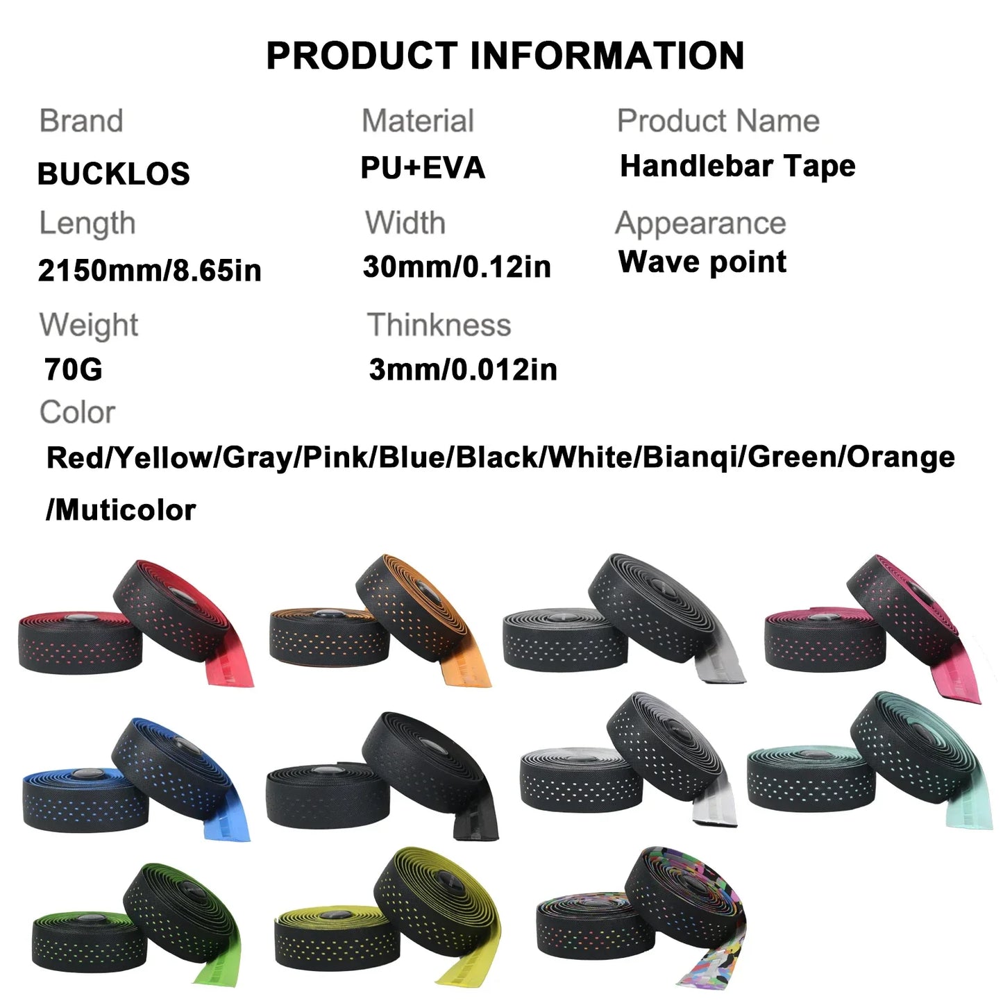 BUCKLOS Road Bike Handlebar Tape – Soft PU EVA Anti-Slip Shock-Absorbing Grip for Gravel and Cycling