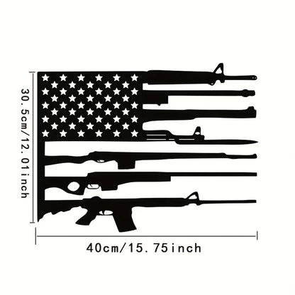 Gun Metal Flag Wall Art - Unique Black Metal Decor for Indoor Outdoor Living Room and Home Spaces