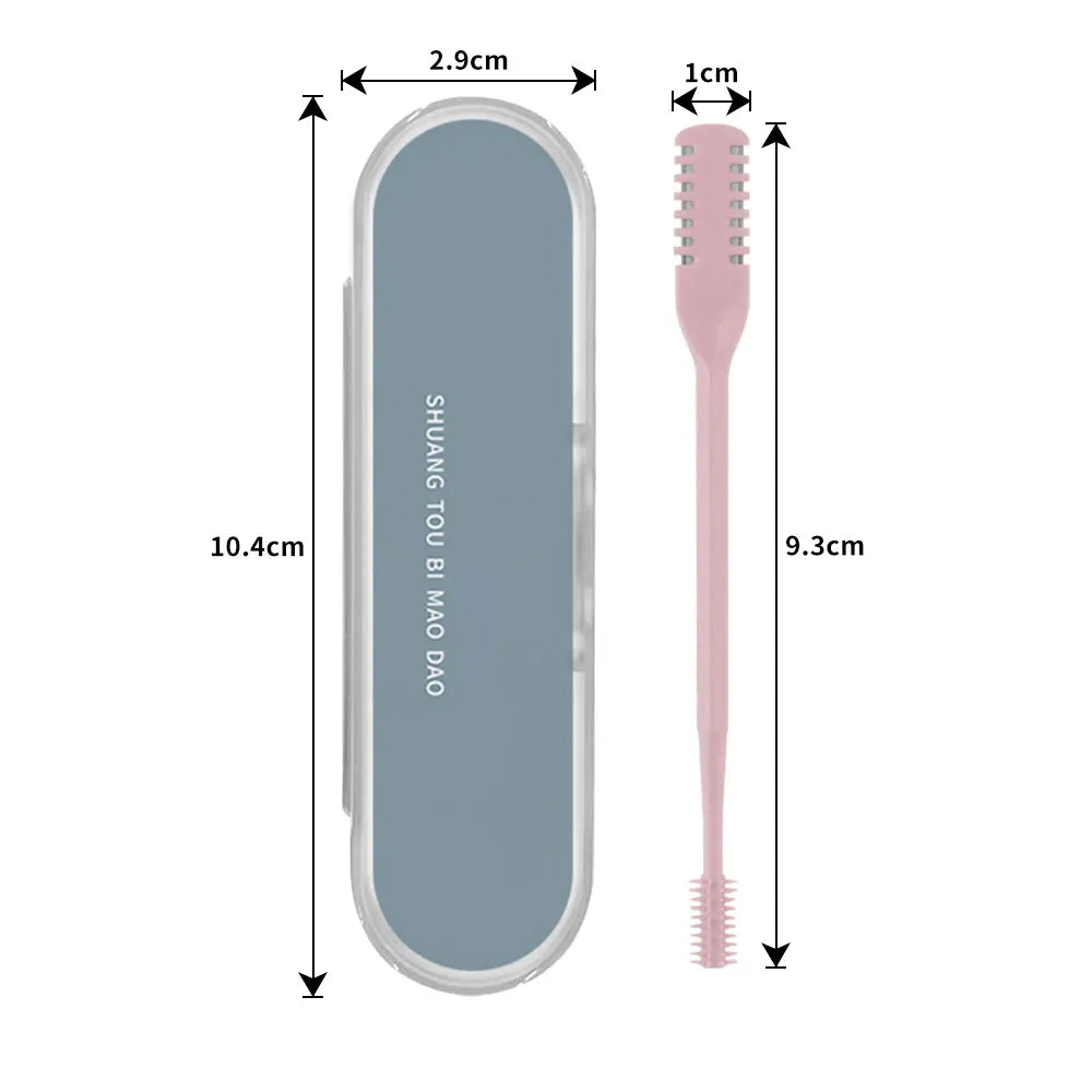 Portable Manual Nose Hair Trimmer - Waterproof Double Head Hair Remover with Storage Box for Men & Women